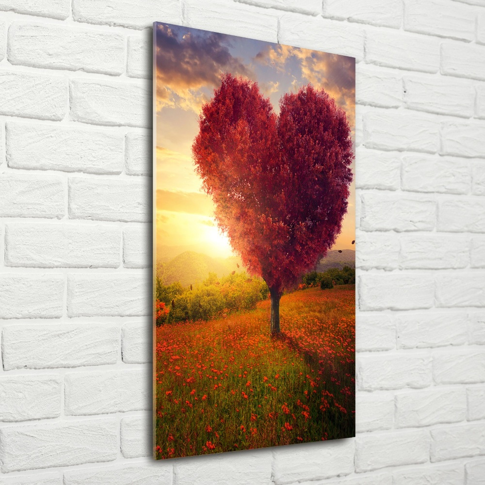 Vertikálny foto obraz sklenený Drevo srdce