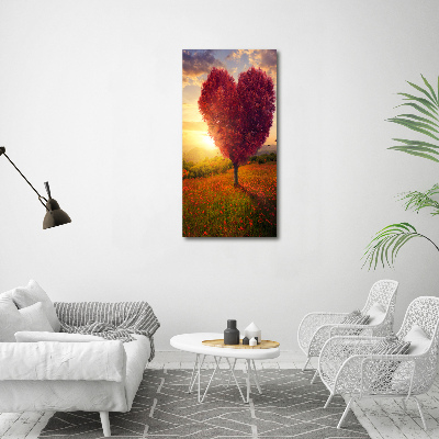 Vertikálny foto obraz sklenený Drevo srdce