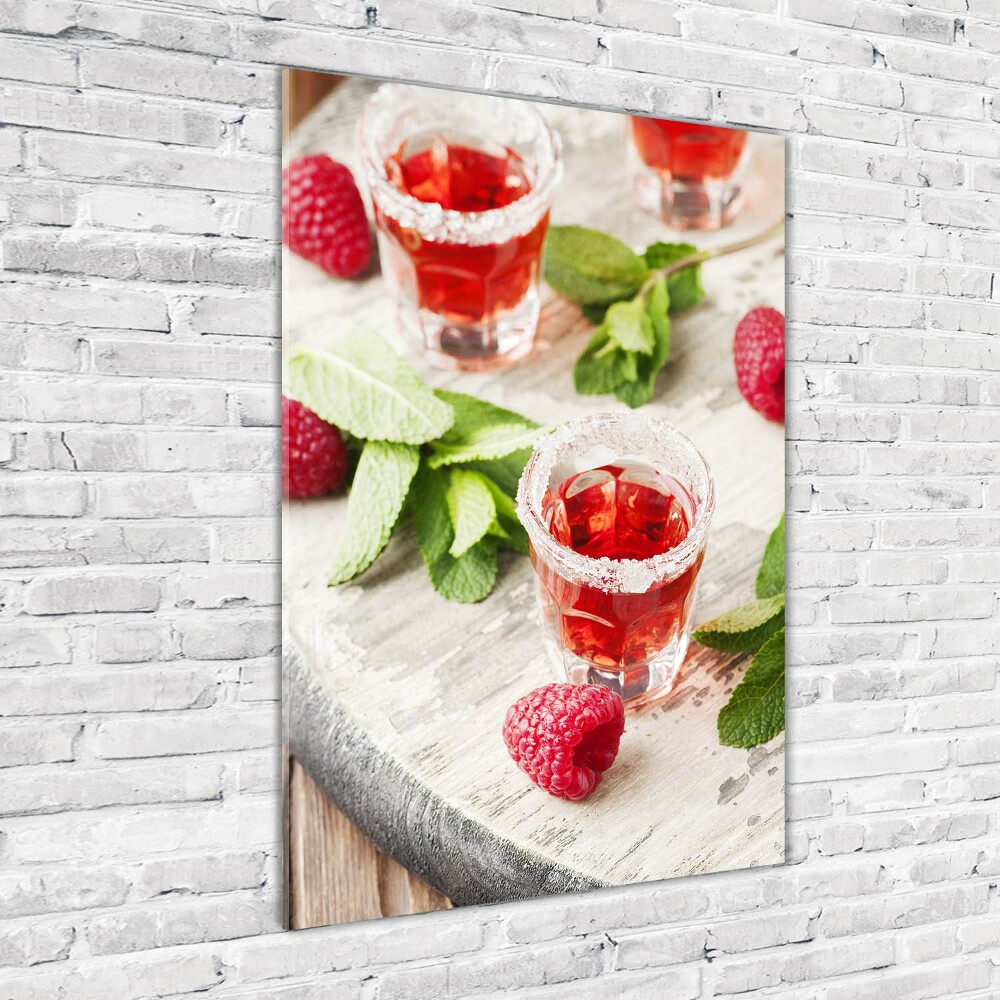 Vertikálny foto obraz sklo tvrdené Maliny a nápoje