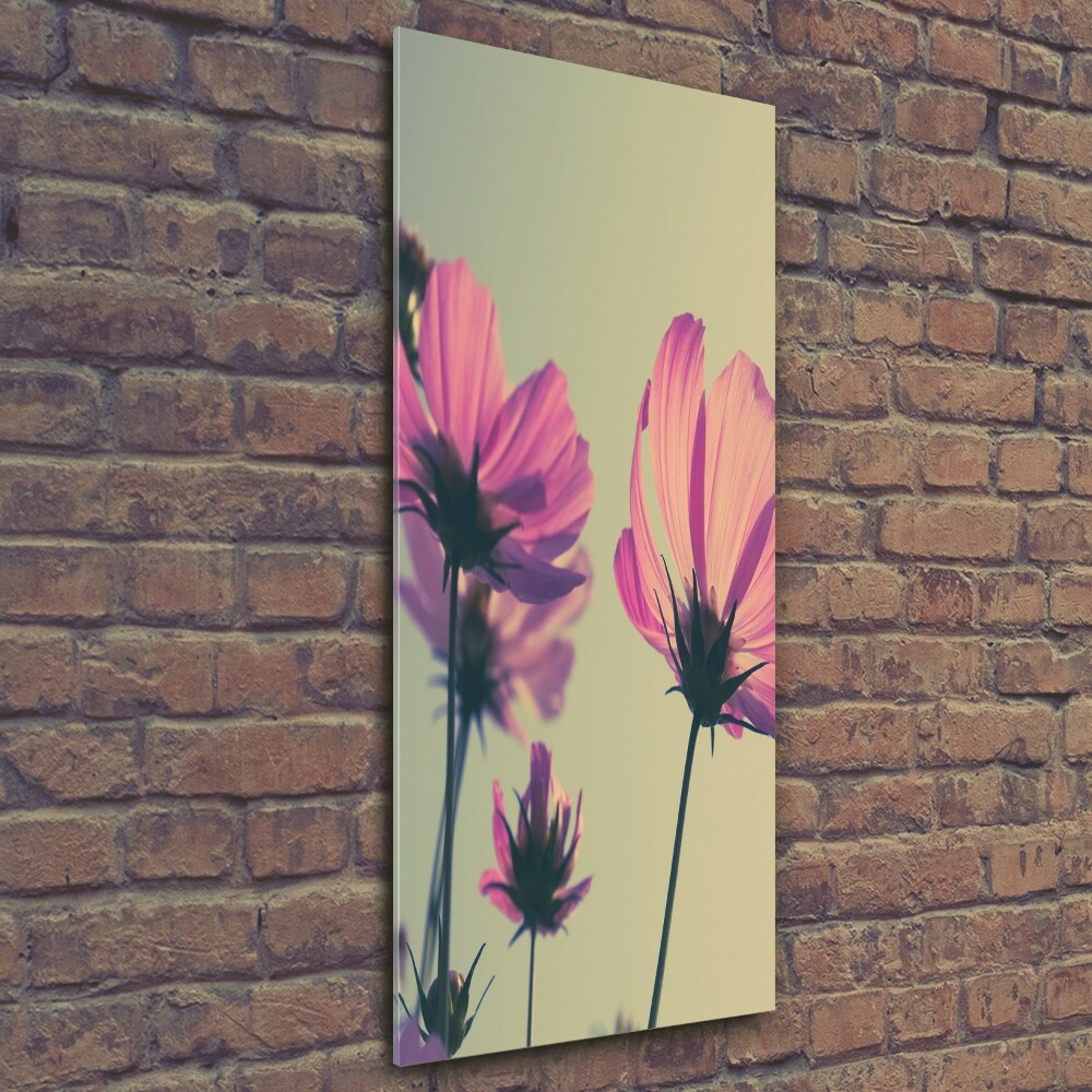 Vertikálny fotoobraz na skle Ružové kvety