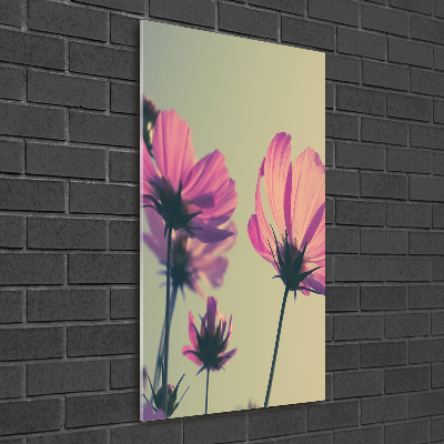 Vertikálny fotoobraz na skle Ružové kvety