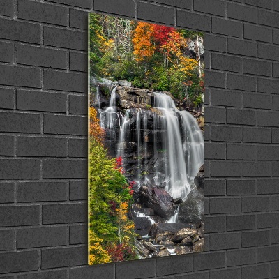 Vertikálny foto obraz sklenený Vodopád jeseň