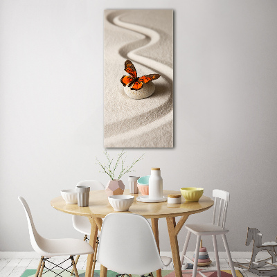 Vertikálny foto obraz fotografie na skle Kameň zen a motýľ