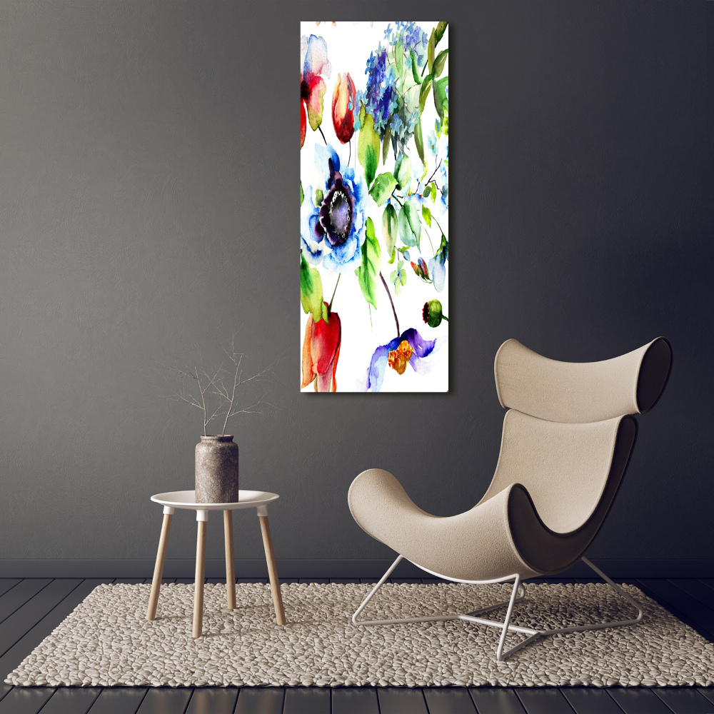 Vertikálny foto obraz sklenený Poľné kvety