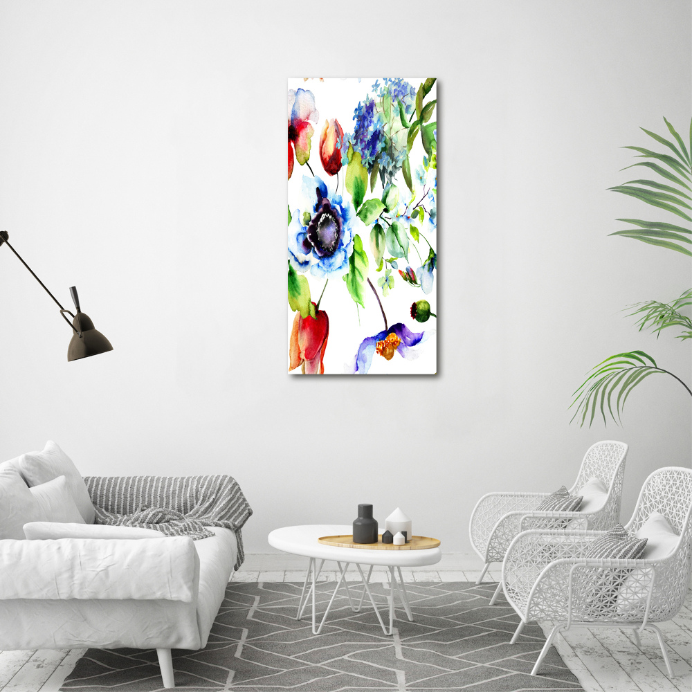 Vertikálny foto obraz sklenený Poľné kvety