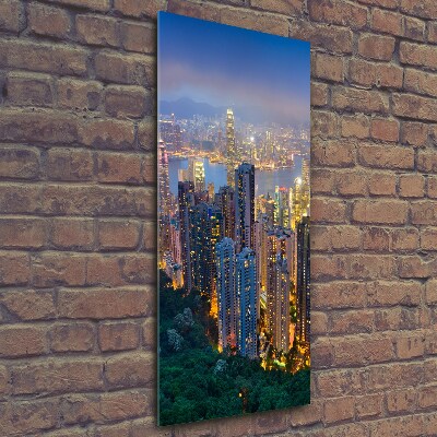 Vertikálny foto obraz fotografie na skle Nočný Hongkong