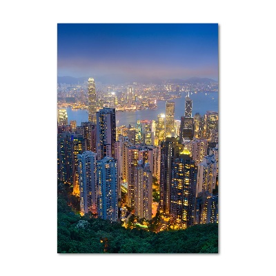 Vertikálny foto obraz fotografie na skle Nočný Hongkong