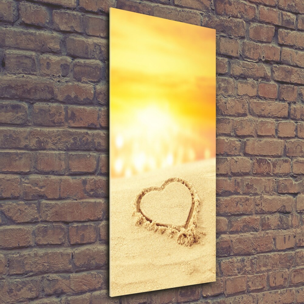 Vertikálny fotoobraz na skle Srdce na pláži