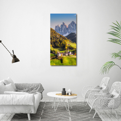 Vertikálny foto obraz sklenený Mestečko v horách