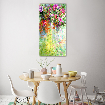 Vertikálny foto obraz sklo tvrdené Farebné kvety