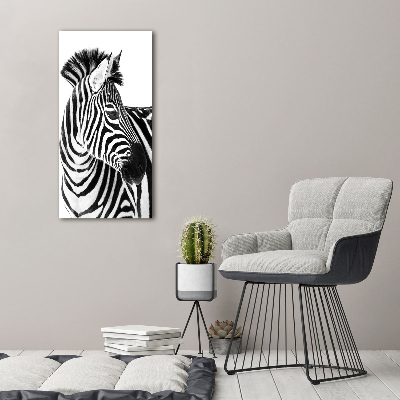 Vertikálny foto obraz sklenený Zebra na snehu