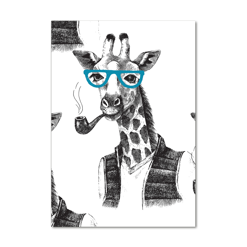 Vertikálny foto obraz fotografie na skle Žirafa v okuliaroch