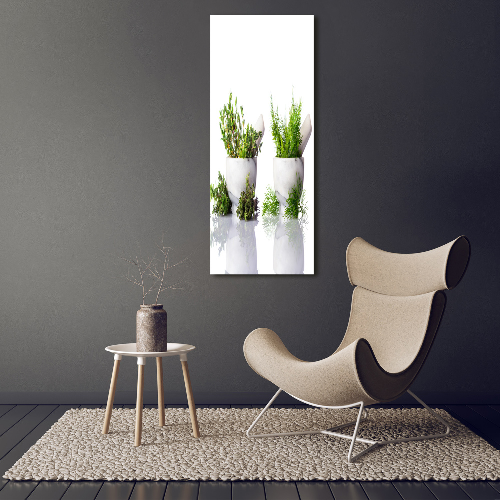 Vertikálny foto obraz sklenený Mažiar a korenia