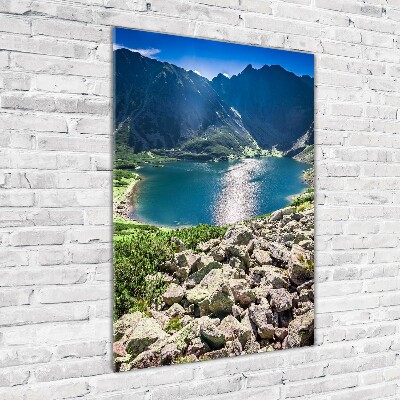 Vertikálny foto obraz sklenený Čierne jazero Tatry