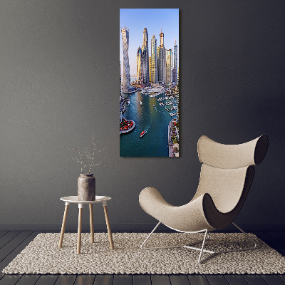 Vertikálny fotoobraz na skle zátoka Dubaj