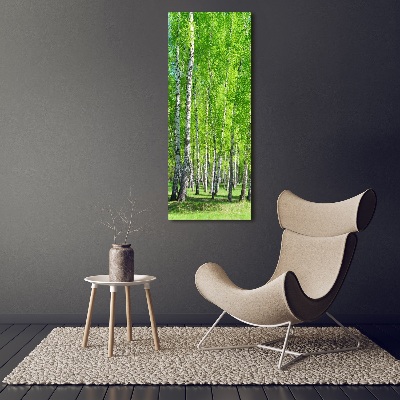 Vertikálny foto obraz fotografie na skle Brezový les