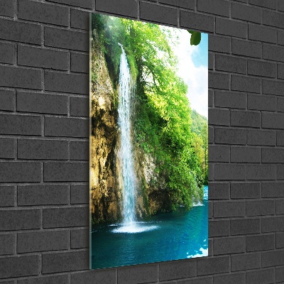 Vertikálny foto obraz sklenený Vodopád v lese