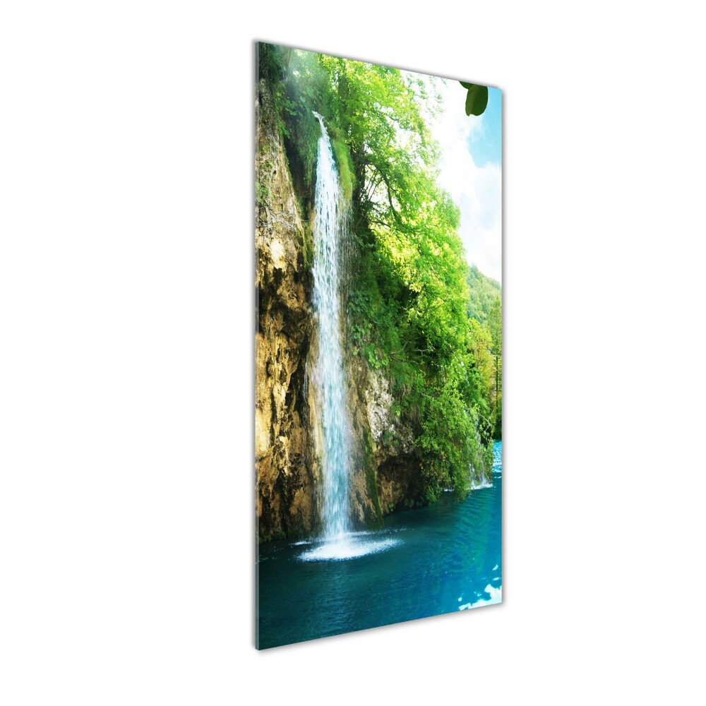 Vertikálny foto obraz sklenený Vodopád v lese