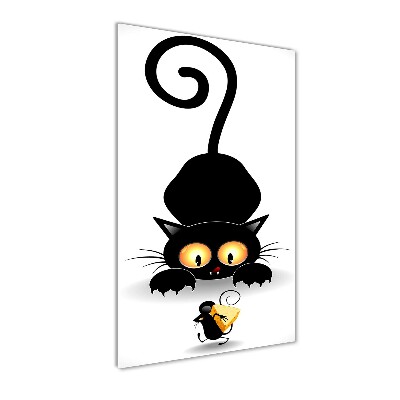 Vertikálny foto obraz fotografie na skle Kocúr a myš