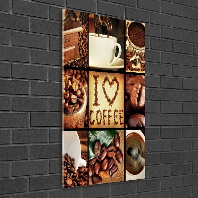 Vertikálny foto obraz fotografie na skle Káva koláž