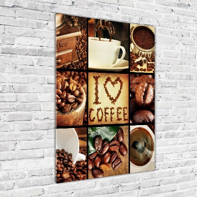 Vertikálny foto obraz fotografie na skle Káva koláž
