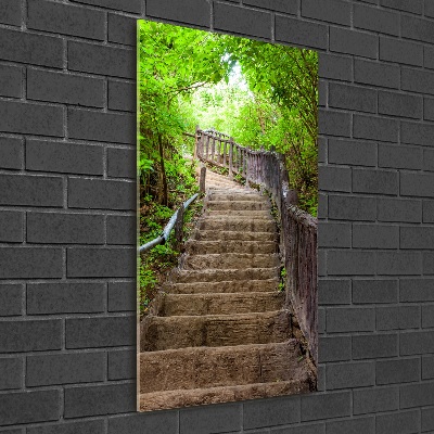 Vertikálny foto obraz sklenený Schody v lese