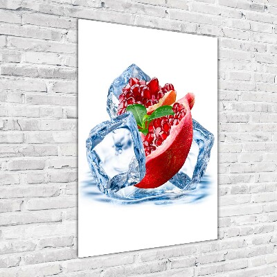 Vertikálny fotoobraz na skle Granátové jablko a ľad