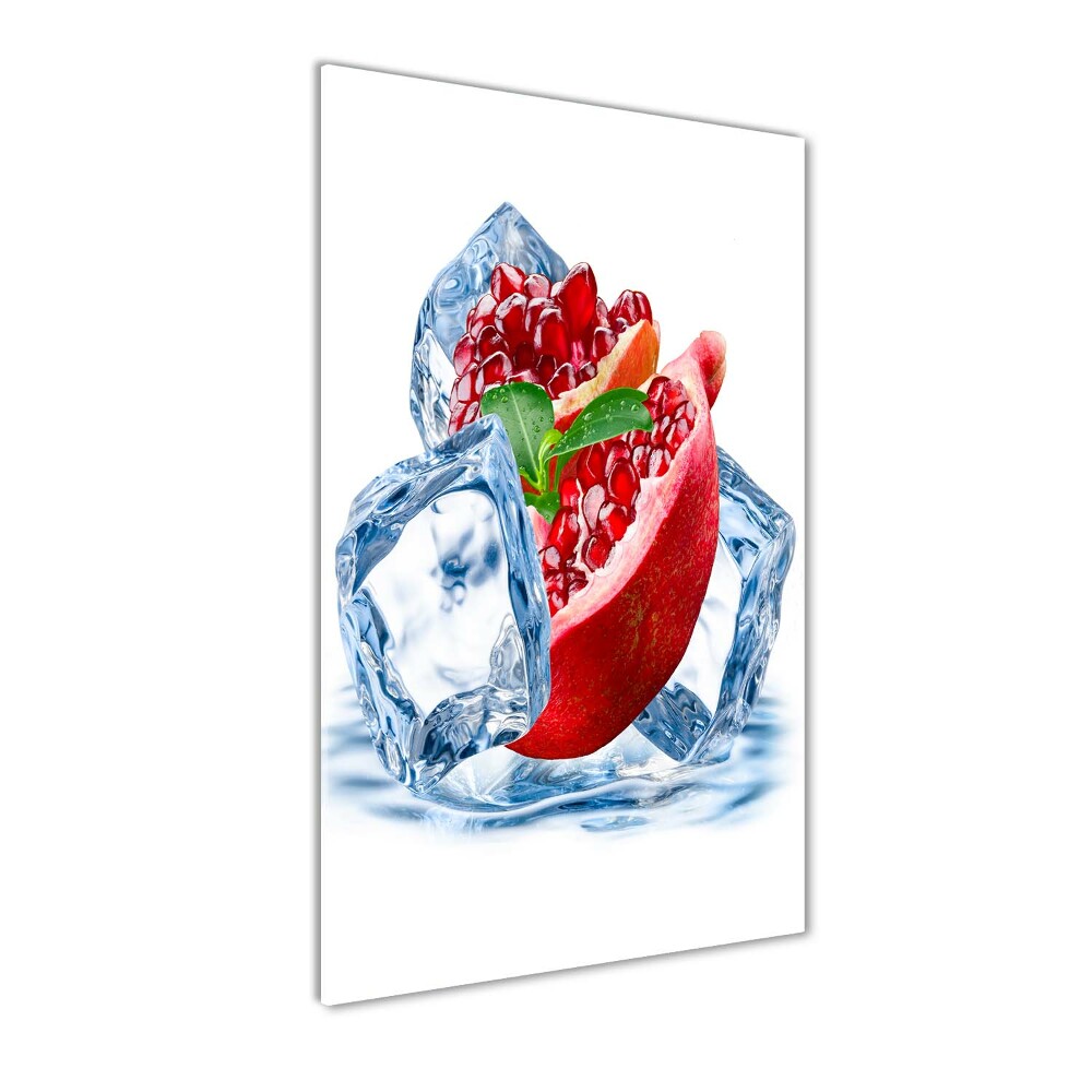 Vertikálny fotoobraz na skle Granátové jablko a ľad