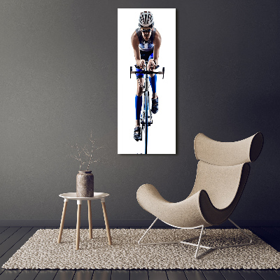 Vertikálny fotoobraz na skle Cyklista