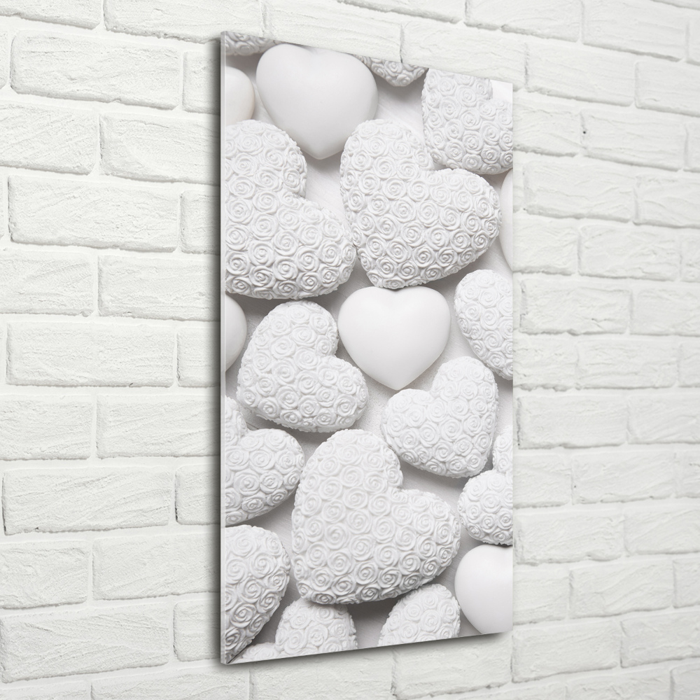 Vertikálny foto obraz sklenený Biele pozací srdce