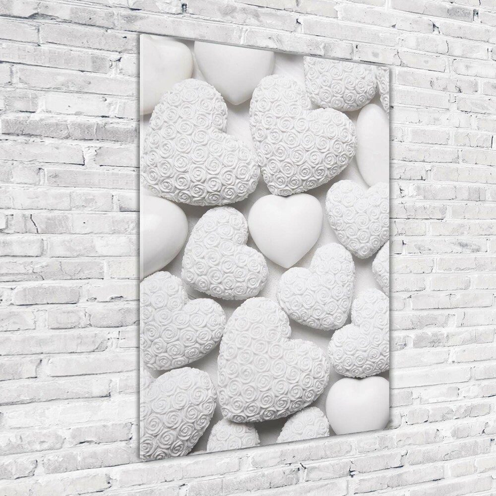 Vertikálny foto obraz sklenený Biele pozací srdce