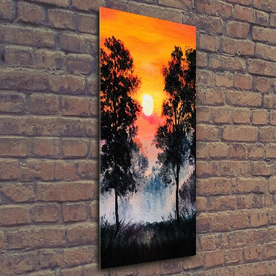 Vertikálny foto obraz sklenený Západ slnka les