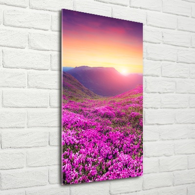 Vertikálny foto obraz sklenený Hory rododendrom
