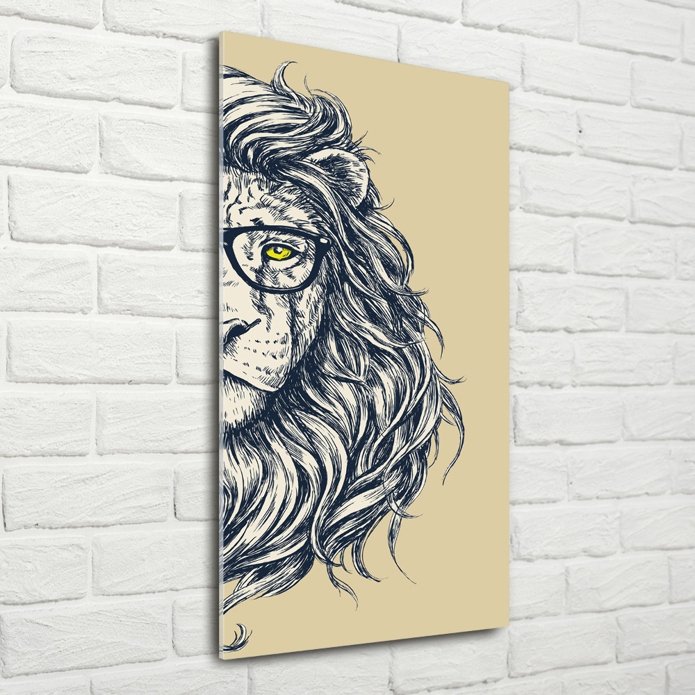 Vertikálny foto obraz sklenený Hipsterský lev