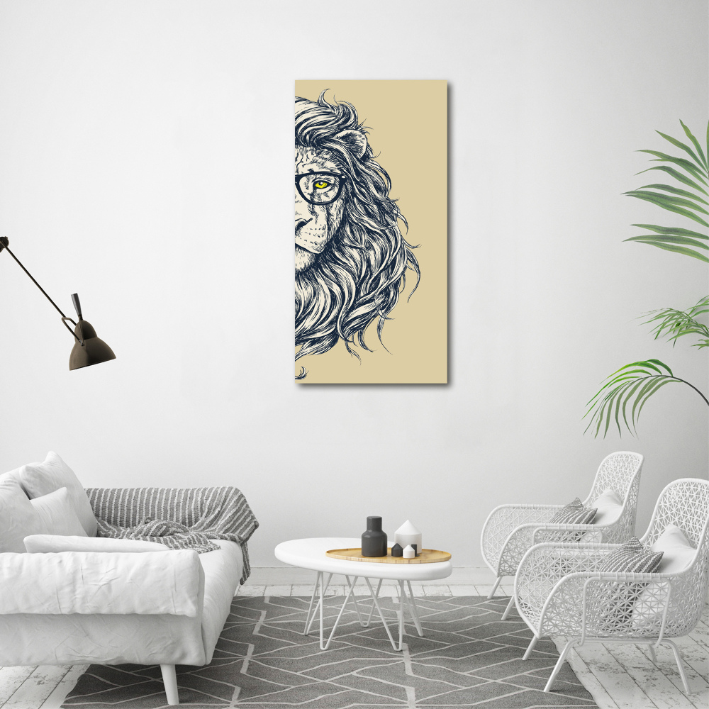 Vertikálny foto obraz sklenený Hipsterský lev
