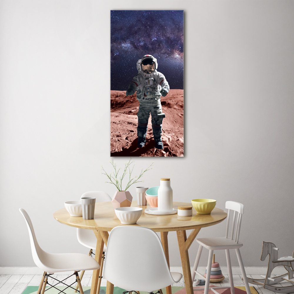 Vertikálny foto obraz fotografie na skle Astronauta