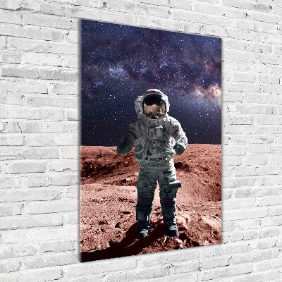 Vertikálny foto obraz fotografie na skle Astronauta