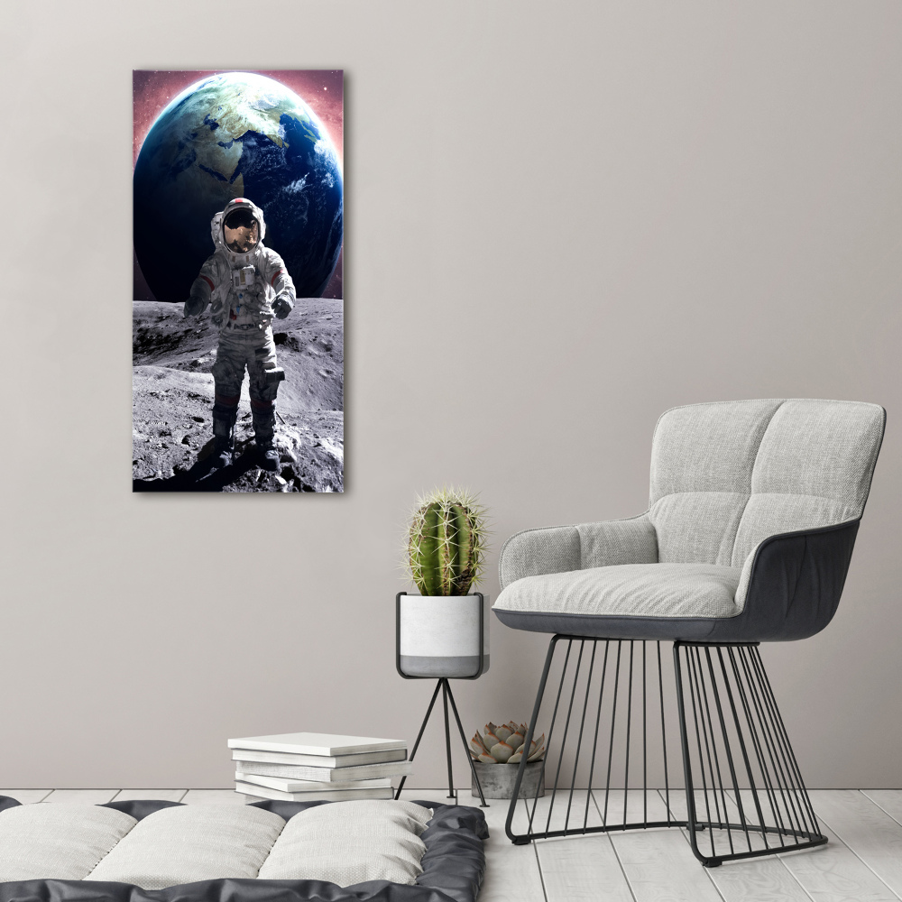 Vertikálny fotoobraz na skle Astronauta