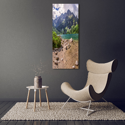 Vertikálny foto obraz fotografie na skle Jazero v horách