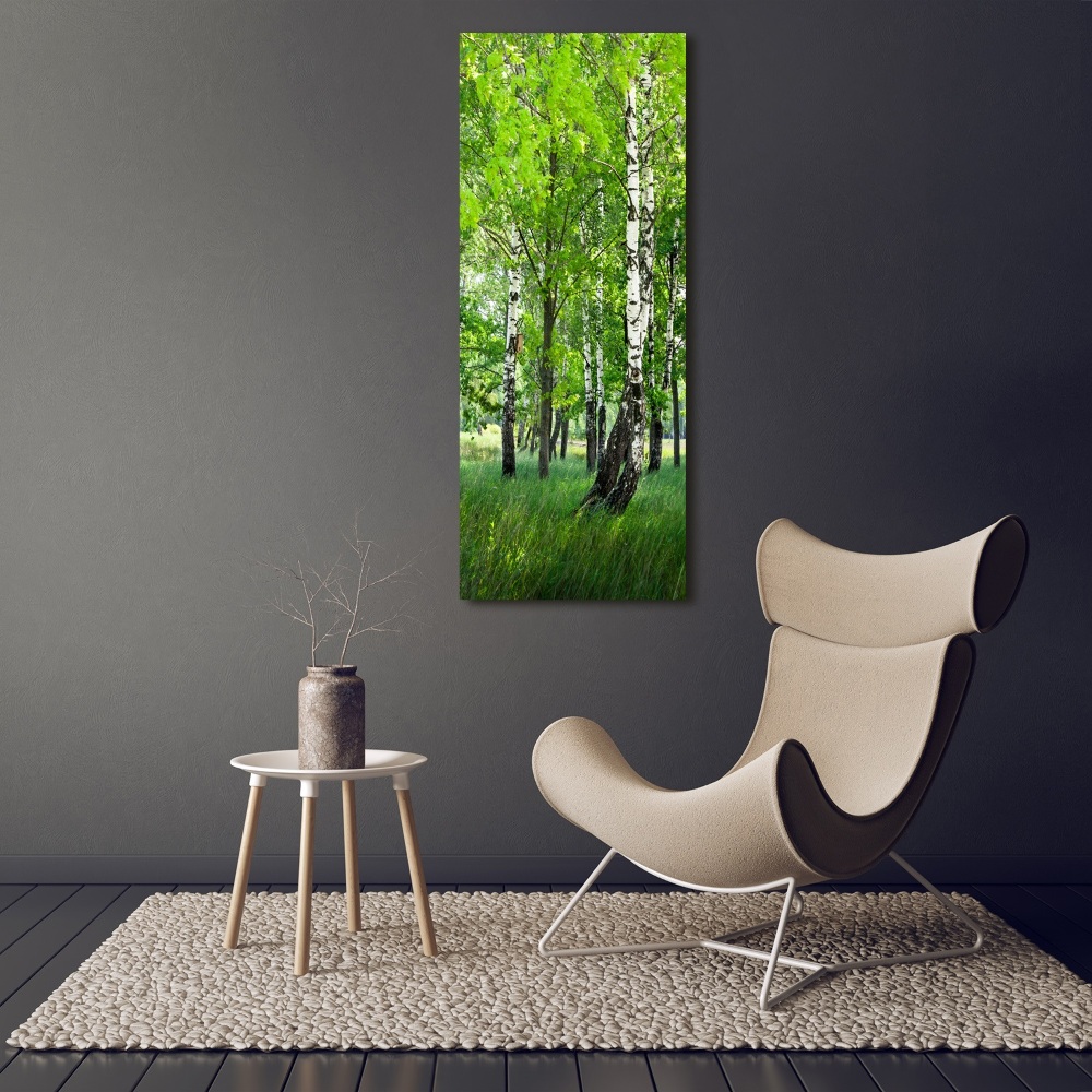 Vertikálny fotoobraz na skle Brezový les