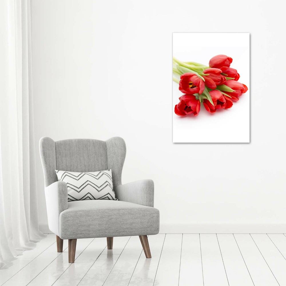 Vertikálny foto obraz sklo tvrdené Červené tulipány
