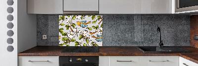 Panel do kuchyne Kvety a vtáky