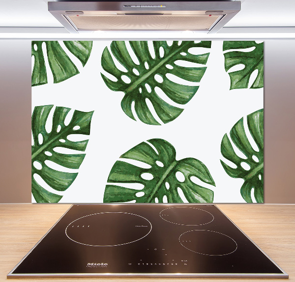 Sklenený panel do kuchynskej linky Monstera