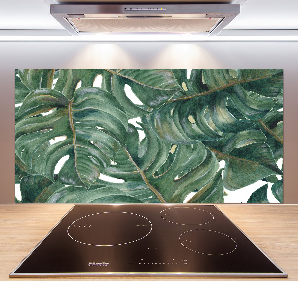 Sklenený panel do kuchynskej linky Monstera