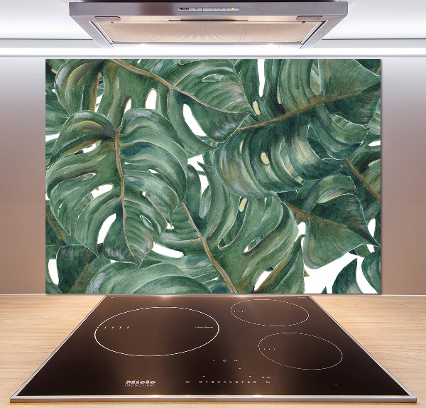 Sklenený panel do kuchynskej linky Monstera