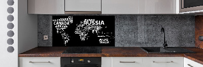 Panel do kuchyne Mapa sveta nápisy