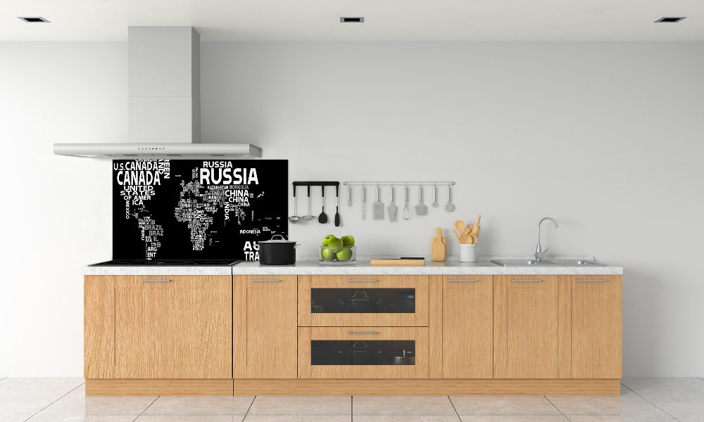 Panel do kuchyne Mapa sveta nápisy