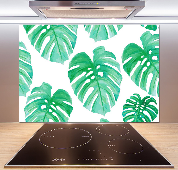 Sklenený panel do kuchynskej linky Monstera