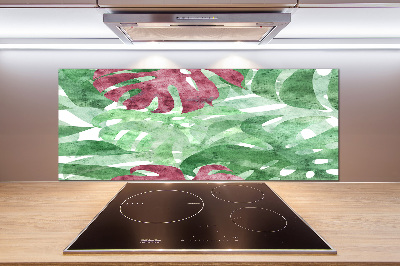 Sklenený panel do kuchynskej linky Monstera