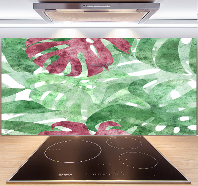 Sklenený panel do kuchynskej linky Monstera